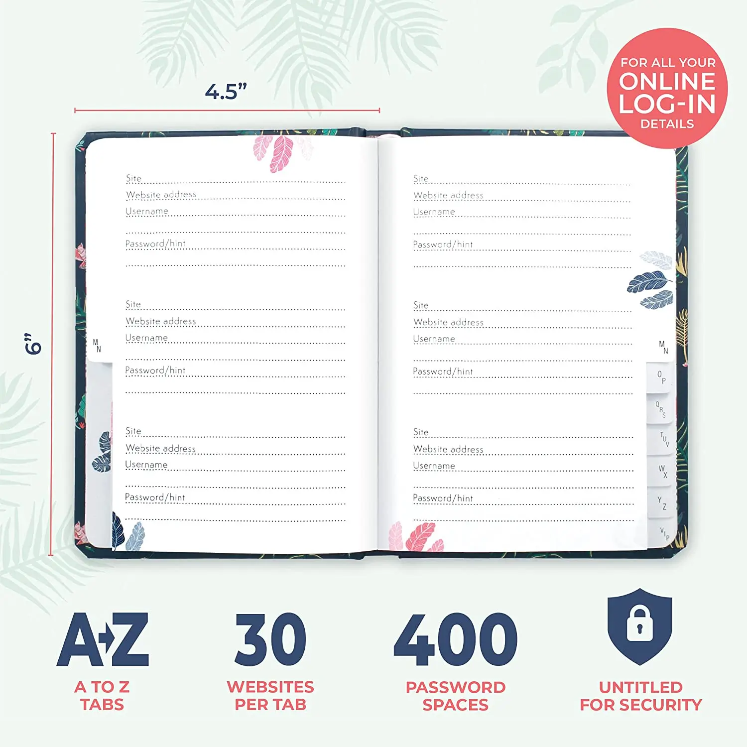 Sedex Home Office Aged People Password Keeper Internet Login Memo Pad Password Book With Alphabetical Tabs