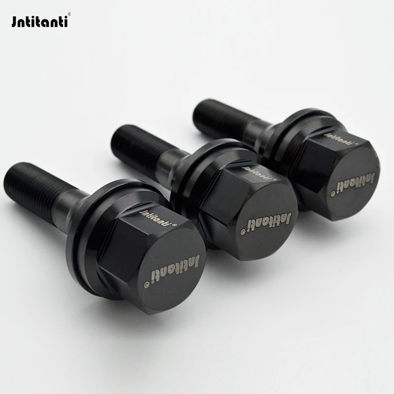 Jntitanti Gr.5 titanium alloy black wheel hub bolts M12X1.25 For Peugeot, Citroen