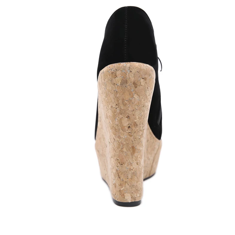 Eilyken Wholesale Sexy Round head Platform Wedge Women Pumps Super High Club Wearing Heels zipper ladies wedge shoes