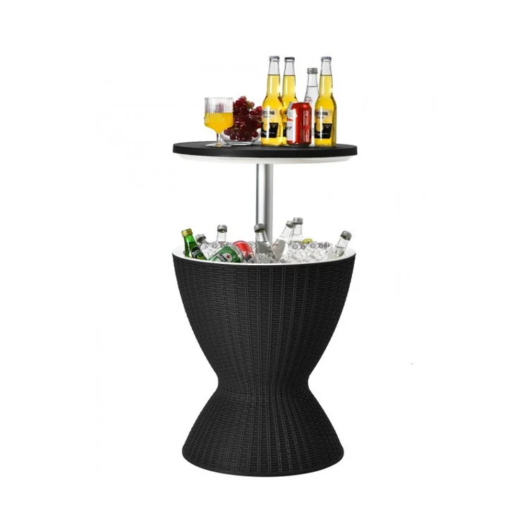 3 In1 All-weather Cool Wicker Bar Table Cool Bar Cooler Table Ice Bucket Plastic Modern Commercial Furniture Dining Tables