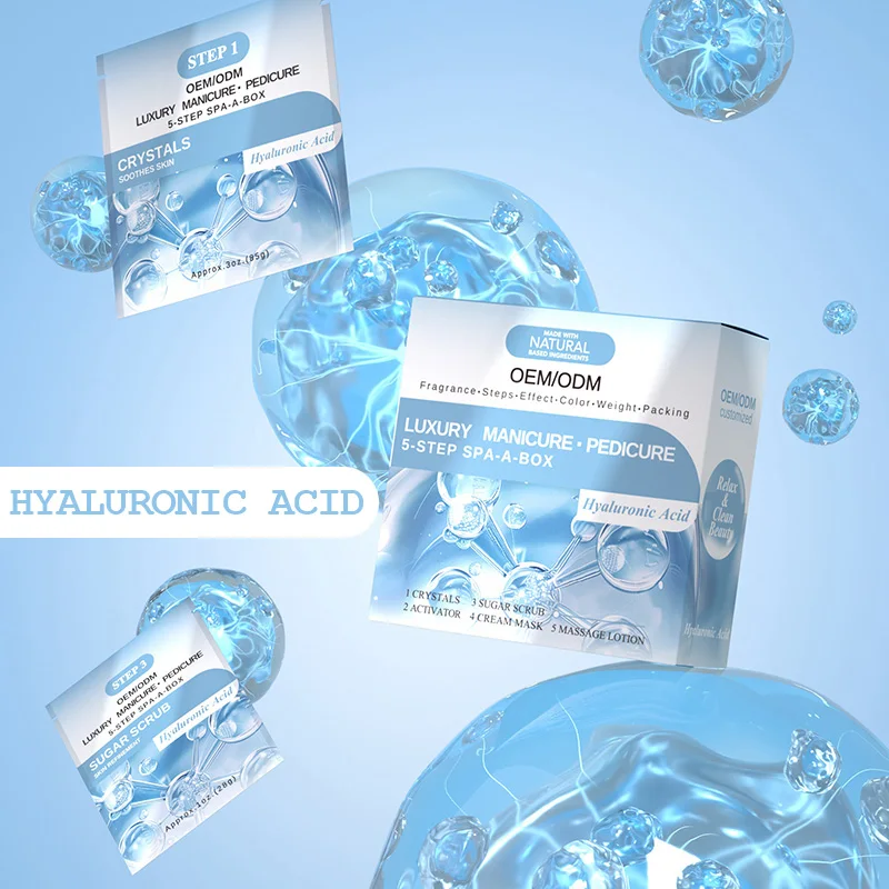 Reduces Fine Lines And Wrinkles Hyaluronic Acid Long-Lasting Moisture Foot Care Product Deluxe 5 Step Spa Salon Pedicure Kit Box