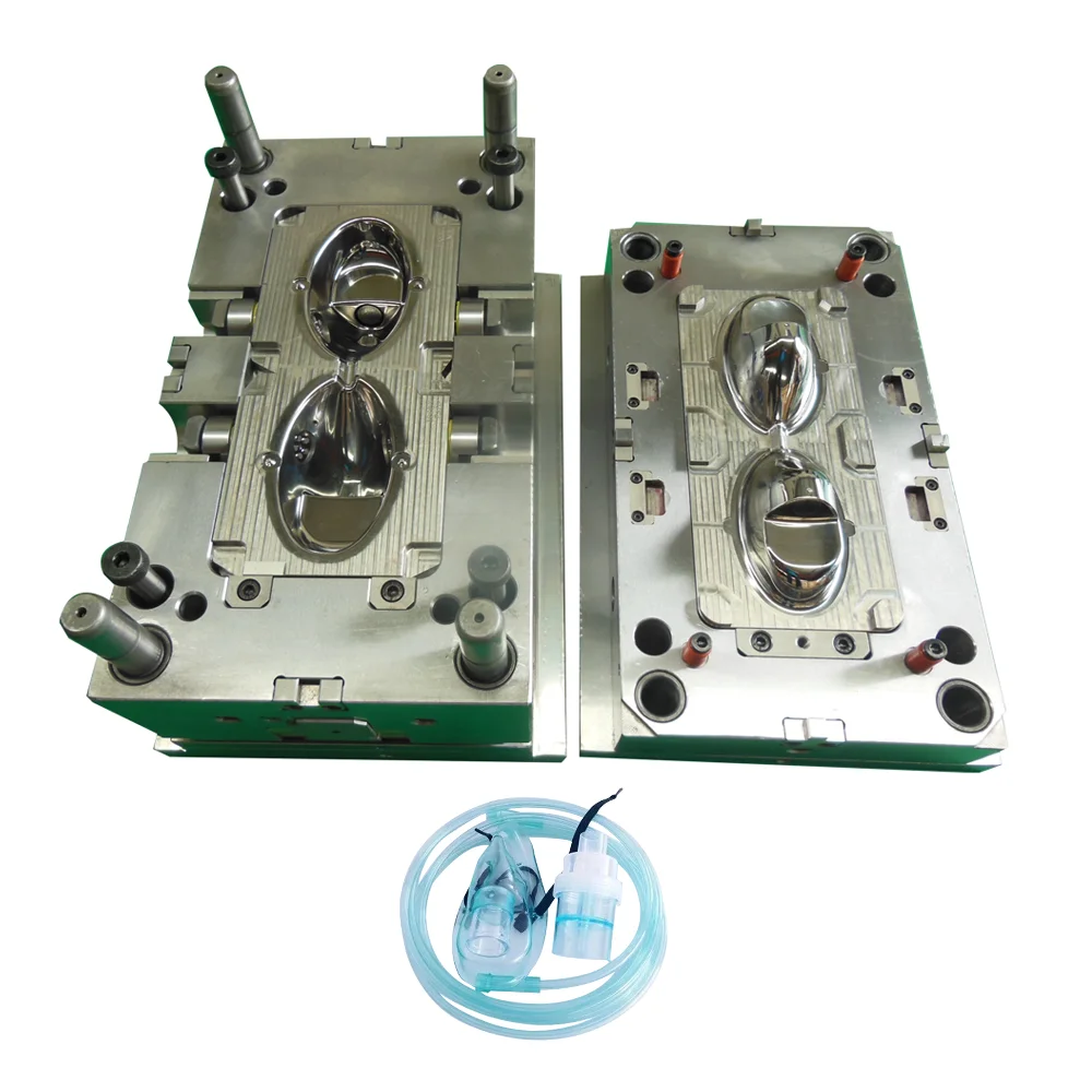 Hot Runner Nebulizer PVC Face Oxygen Mask Medical Device Mould Tooling Injection Molds With 7 Foot Tubing Aerosol Jar