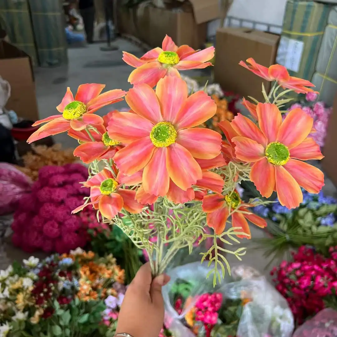 cheap galsang flowers for sale flocking artificial daisy flowers for wedding and event decorations decorative daisy flowers