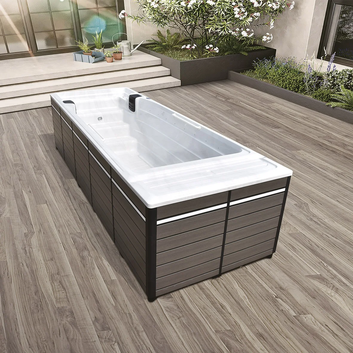 Безопасный Электрический привод ламинарная плавательная машина уличная система Бальбоа гидро-пузырьковый массажный бассейн джакузи акриловые спа-салон с бесконечным плаванием