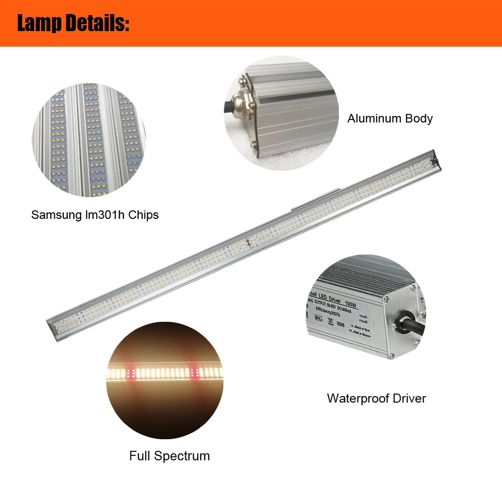 Full Spectrum LED Plant Grow Lights Greenhouse 100w LM301h LED Strip for Indoor Farm