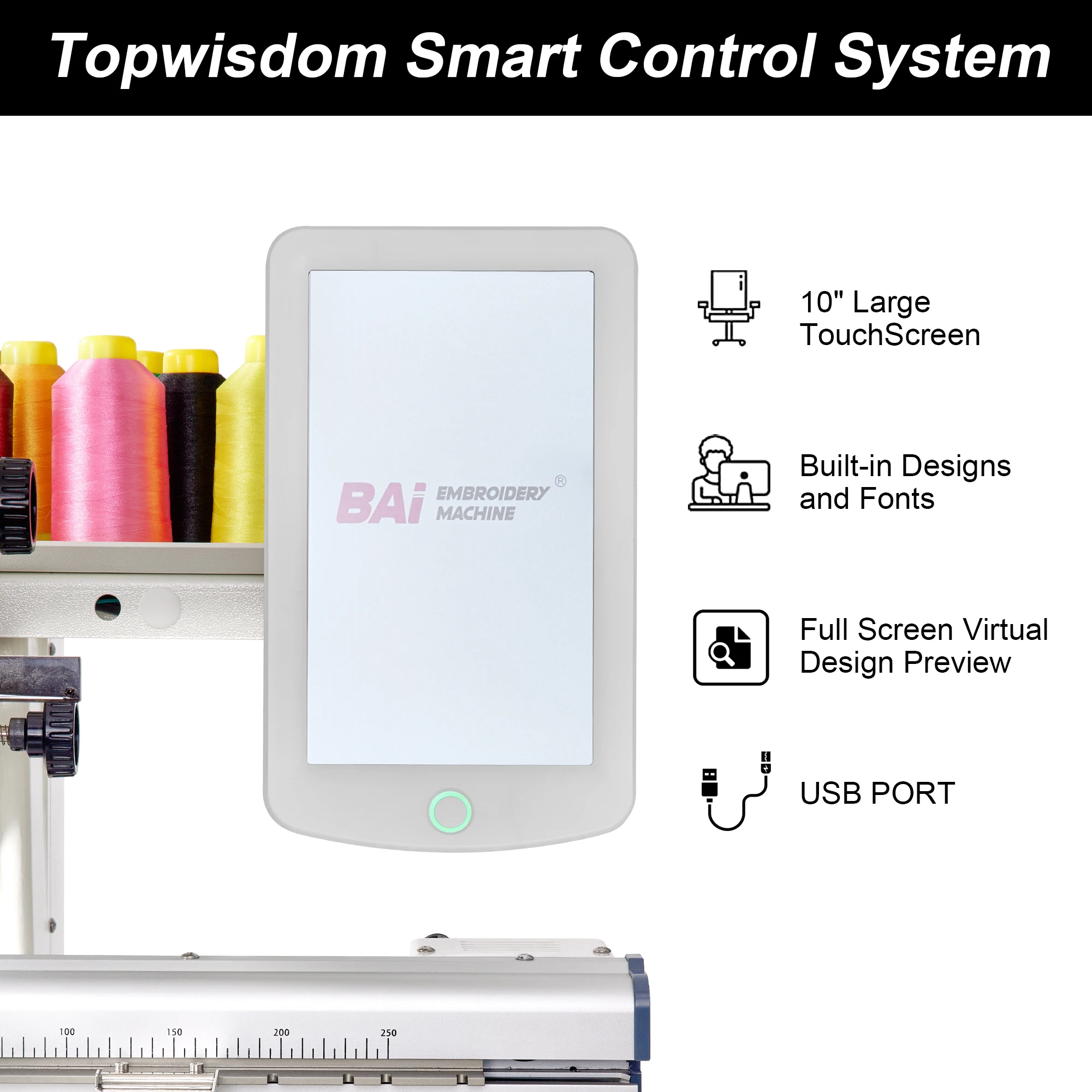 BAI two head 12/15 needles high-accuracy easy to operate long service life computerized cap embroidery machine sale