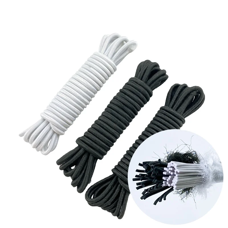 
 High-Quality White Black Round Elastic Band Elastic Rope Rubber Band DIY Sewing Accessories 1MM/1.5MM/2MM/2.5MM/3MM/4MM  