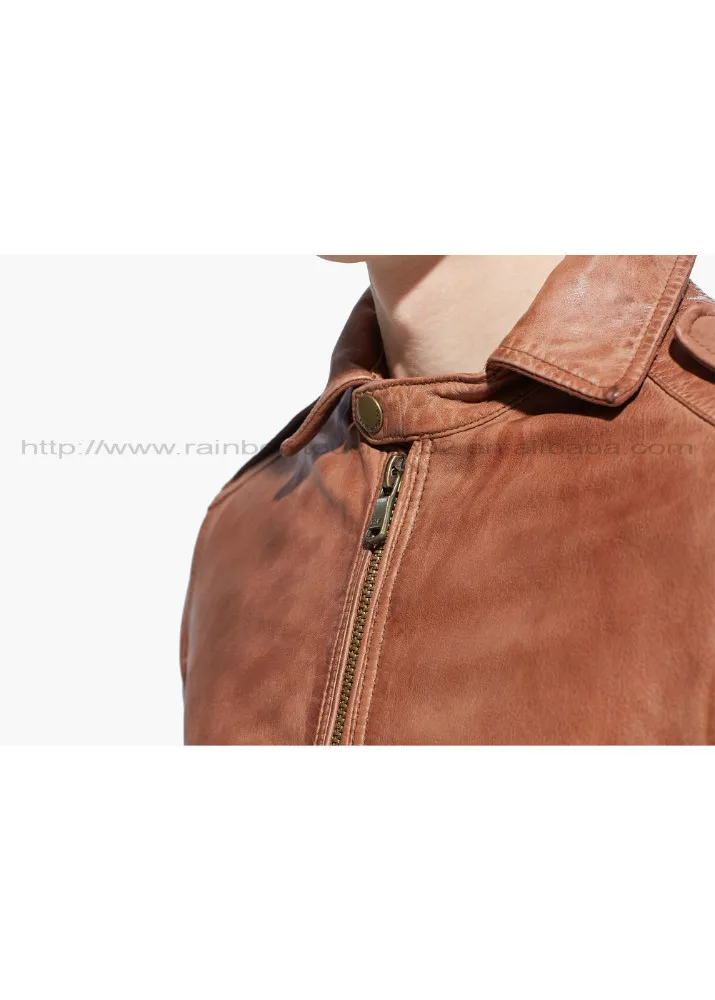 Custom brown Winter jacket wholesale polyester leather straight jacket men