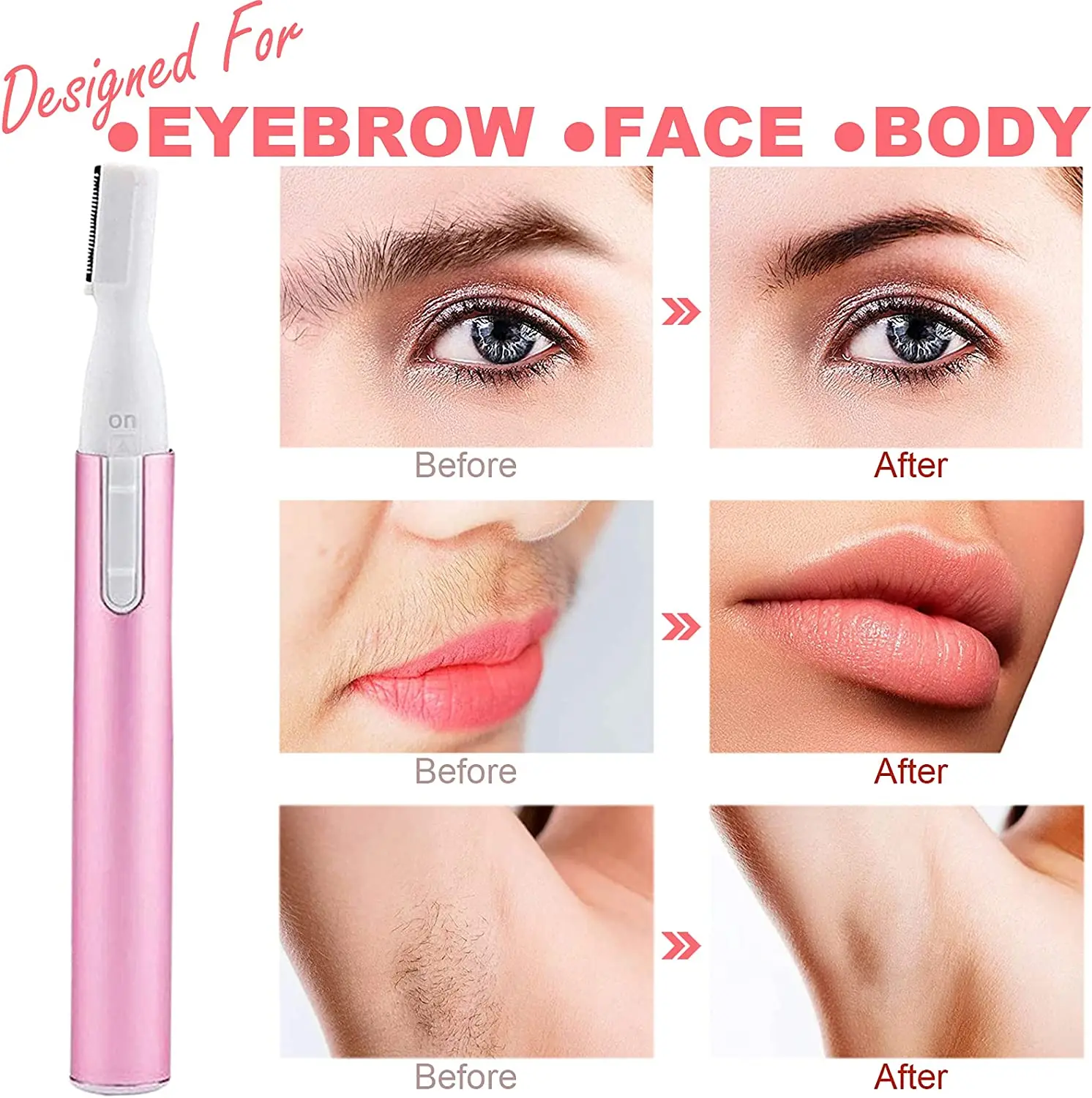 Electric Eyebrow Trimmer Razor for Women Hair Trimmer Shaver Facial Hair Remover with Comb No Pulling Sensation Painless