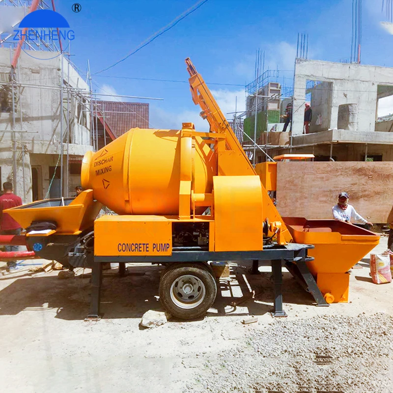 Zhenheng Portable  Jbs 40 Diesel 40 M3/H Trailer Mounted Concrete Mixer Pump Canada Concrete Pumps Price For Sale