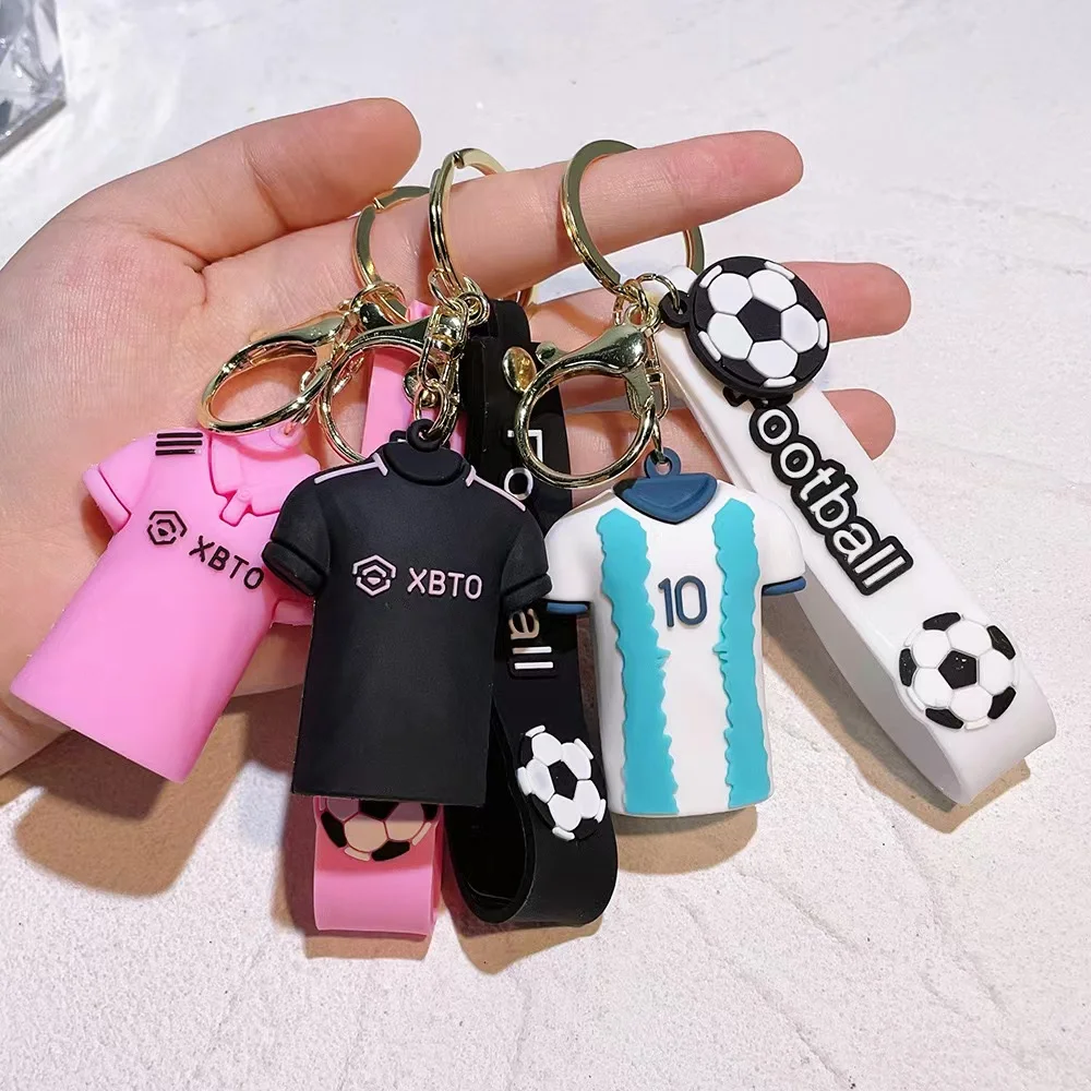 Accessories wholesale pvc rubber 3d cute football star team club pendant Jersey keychain