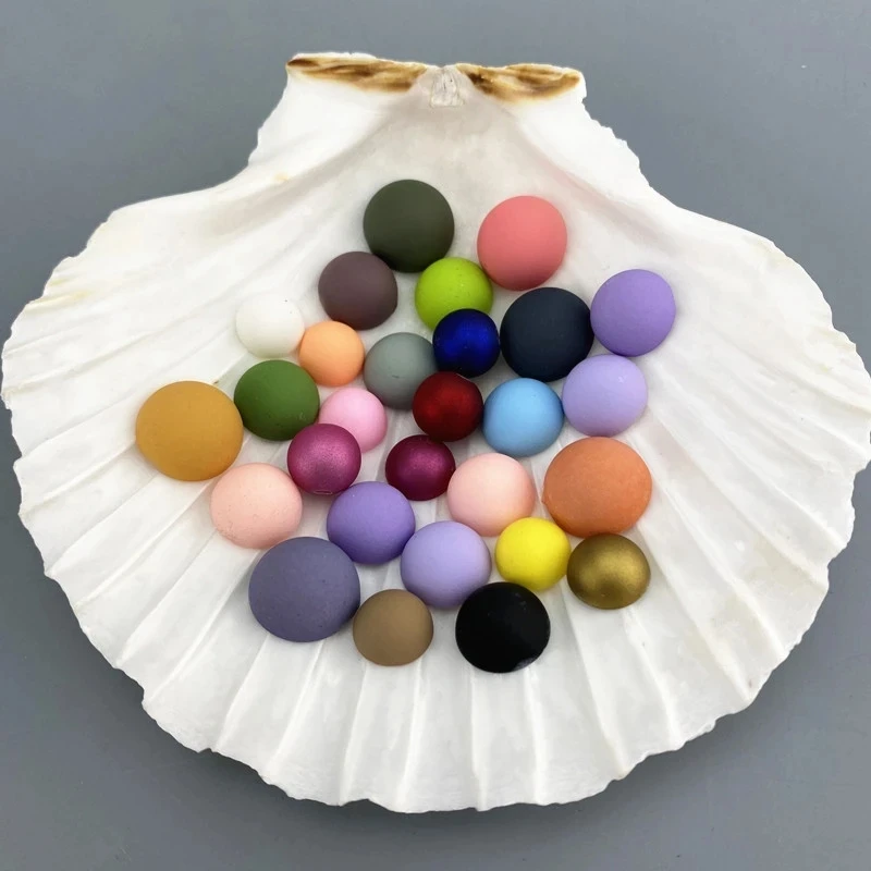 Sustainable 6-12mm flat semi circular plastic beads matte multi-color customizable color clothing accessories beads