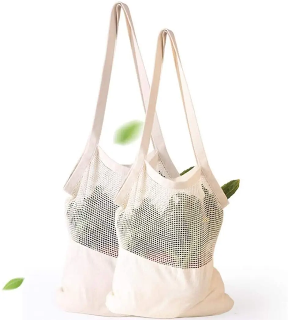 Eco Friendly Reusable Mesh Bag Washable Natural Organic Cotton Mesh Produce Shopping Bag Produce Bags For Vegetable Fruit