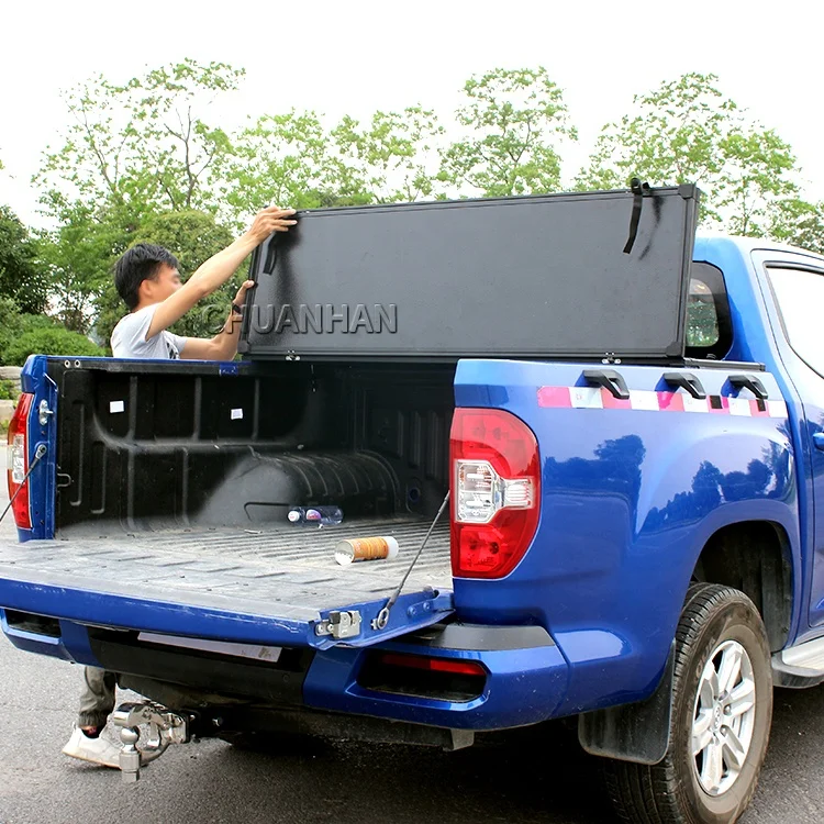 aluminum Hard tri folding pickup tonneau cover for ford ranger 2023 ISUZU Dmax Hilux Revo mazda bt50
