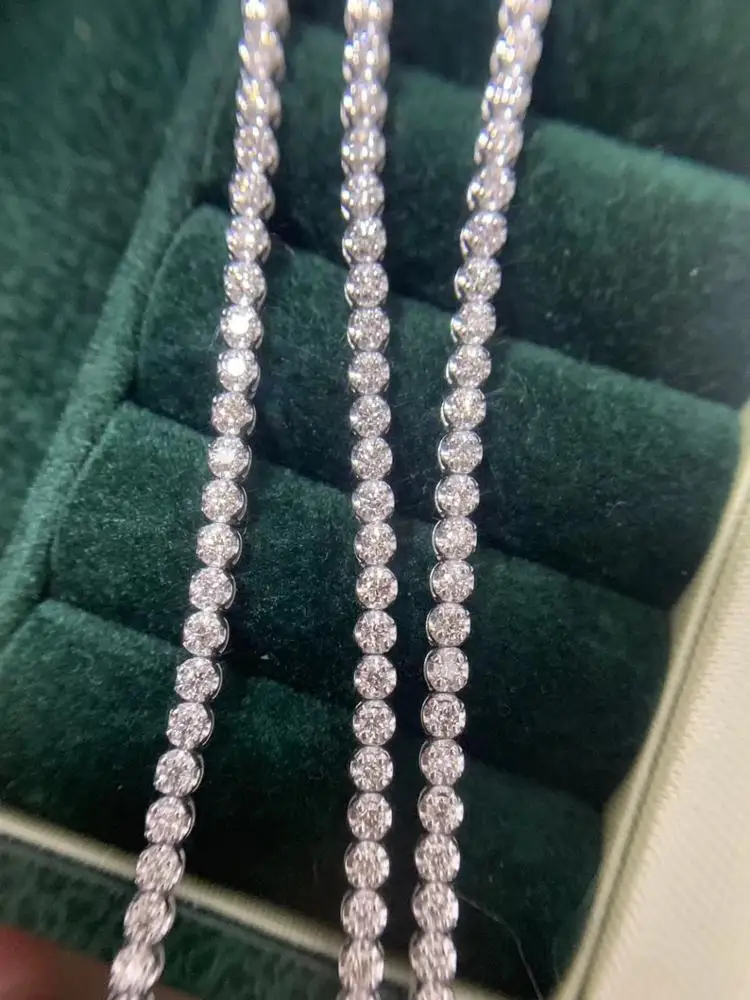 In Stock Wholesale Popular Luxury Sparkling Diamond Jewelry Delicate  Ladies Full Diamond Single Row 18K Pure Bracelet