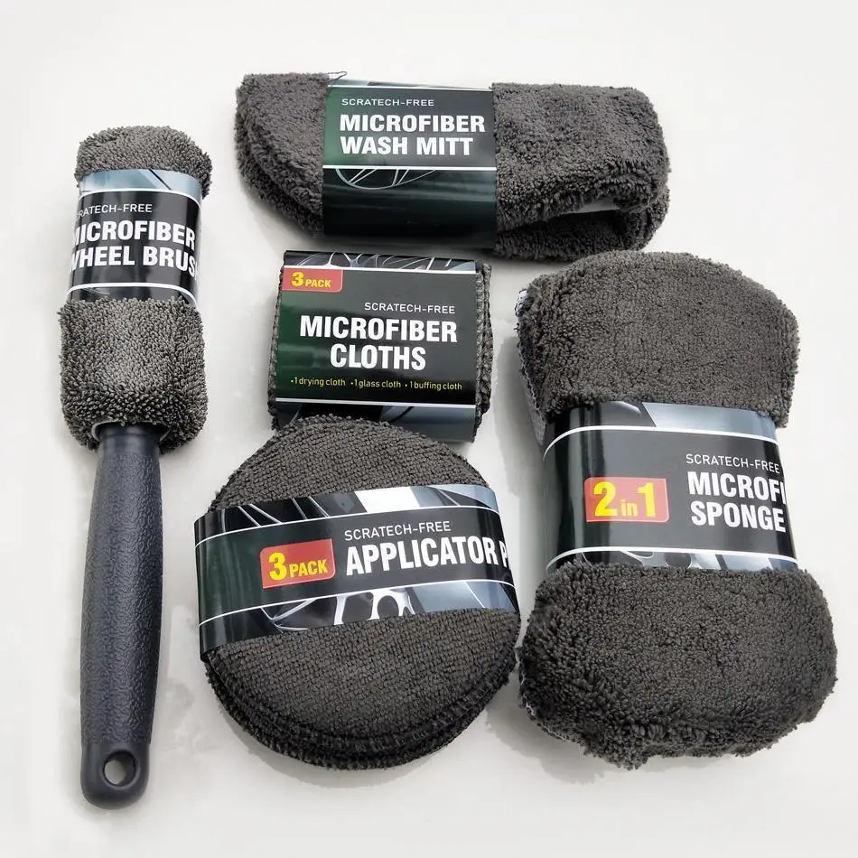 Car Care Cleaning Sets Microfiber Car Detailing Washing Tools 9pcs Car Washing Towel Cleaning Tools