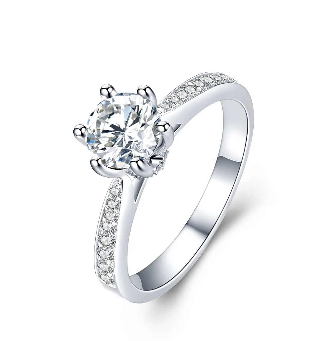 wedding set Luxury Custom 18K Solid Gold Ring round brilliant cut 0.5 ct Moissanite Vintage Engagement Ring with certificate
