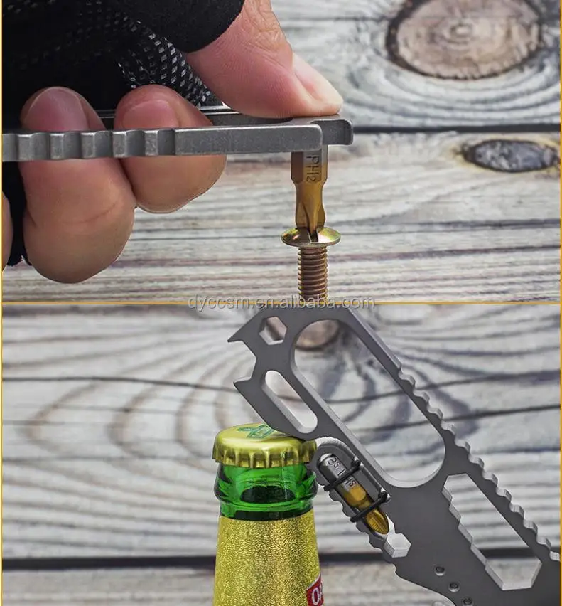 Bottle Opener Outdoor TC4 Titanium Alloy Portable Hanging Buckle Camping Trip Mountaineering Multi-purpose Quick Hanging Fishing