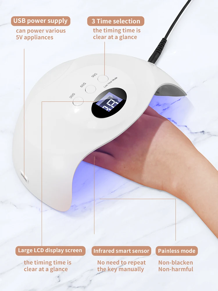 Strong Power 48W LED UV Nails Bulb Quick Hand Sensor Fast Drying Two Handed 2 in1 RED Light UV LED Nail Lamp