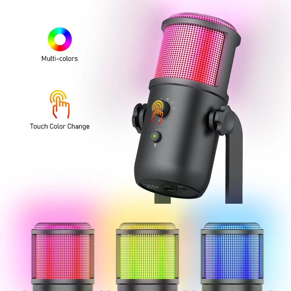 Earphone Gain Knob Light-weight Portable 24bit 20Hz-16KHz Wired USB Type-C Interface Studio Microphone Set Sound For Broadcast