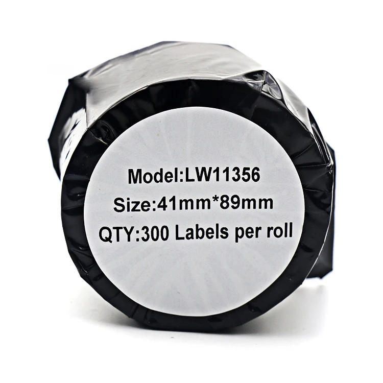 Бесплатный образец совместимый с dymo lw 11356 бумажная этикетка черная на белом 41 мм * 89 300 этикетки используемые для бумажного принтера