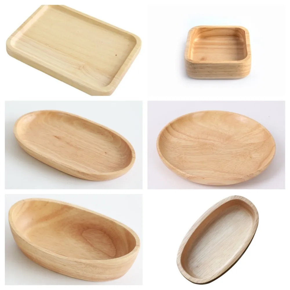 Eco Friendly Customized Restaurant Food Serving Tray Tea Fruit Wood Plates Hotel Breakfast Bamboo Wooden Tray