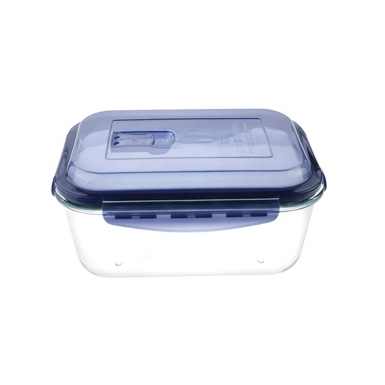 
Rectangle Food Container W Steam Vent Lock Lid Glass Lunch Box 