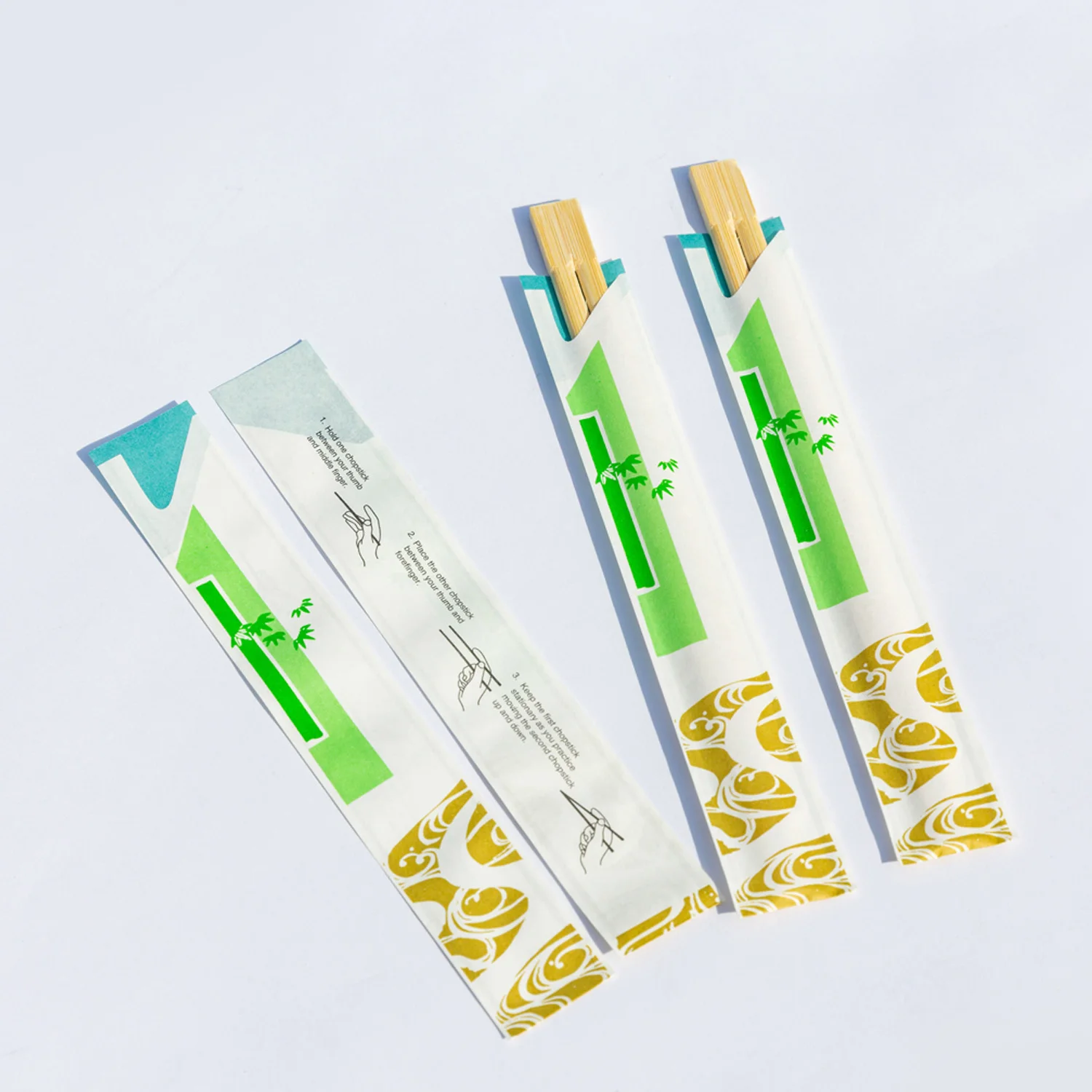 Оптовая продажа, одноразовые бамбуковые двойные палочки для еды с принтом на заказ