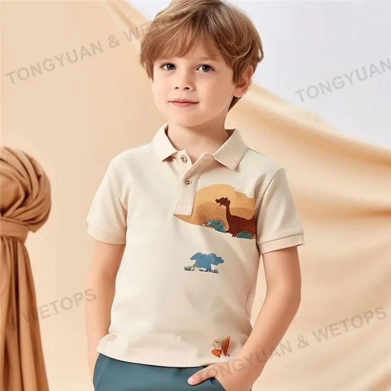 2025 KID Clothing Summer&Spring Breathable Fabric Kids Shirts 2-8Y 100%Organic Cotton Boys T-Shirts&Polo Shirts