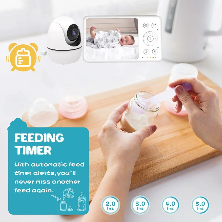 Newest OEM Night Vision Sound Activated Built-in Lullabies Two Way Audio Temperature Monitoring Video Baby Monitor with Camera