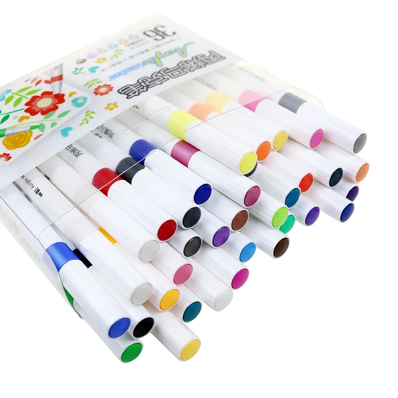 BECOL Wholesale Graffiti Painting 36 Colors Acrylic Marker Water Based Ink Acrylic Paint Marker Pen Set for DIY Painting