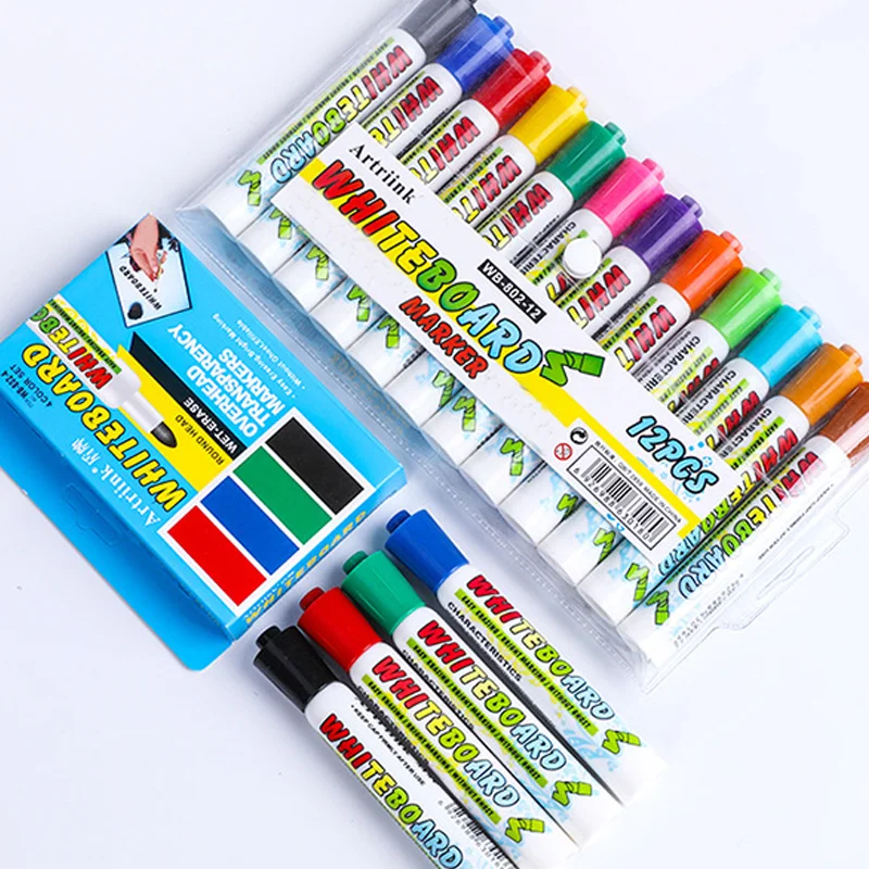 12 colors non-toxic  marker magnetic low odor easy to clean black refillable dry erasable whiteboard marker pen