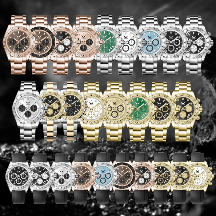 Multifunction Silicone Strap Small Three Circles Watches Private Label New Calendar Luminous Fashion Mens Watch Manufacturers