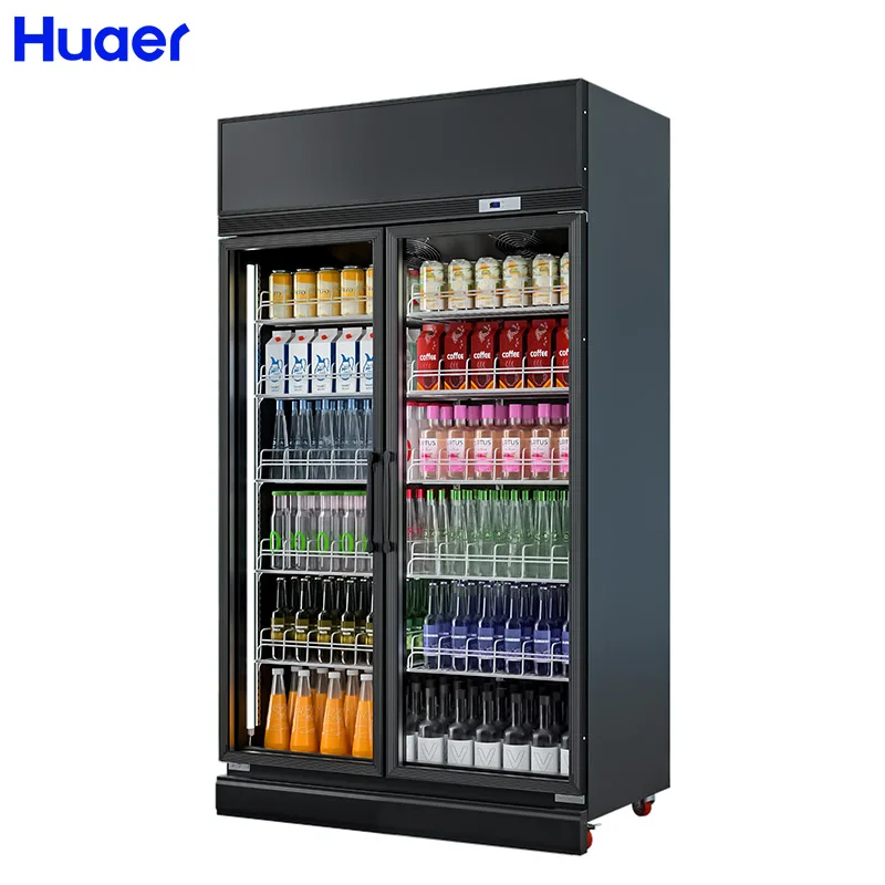 CE Certified Single-Temperature Beverage Display Chiller with Vertical Glass Door for Drinks Showcase