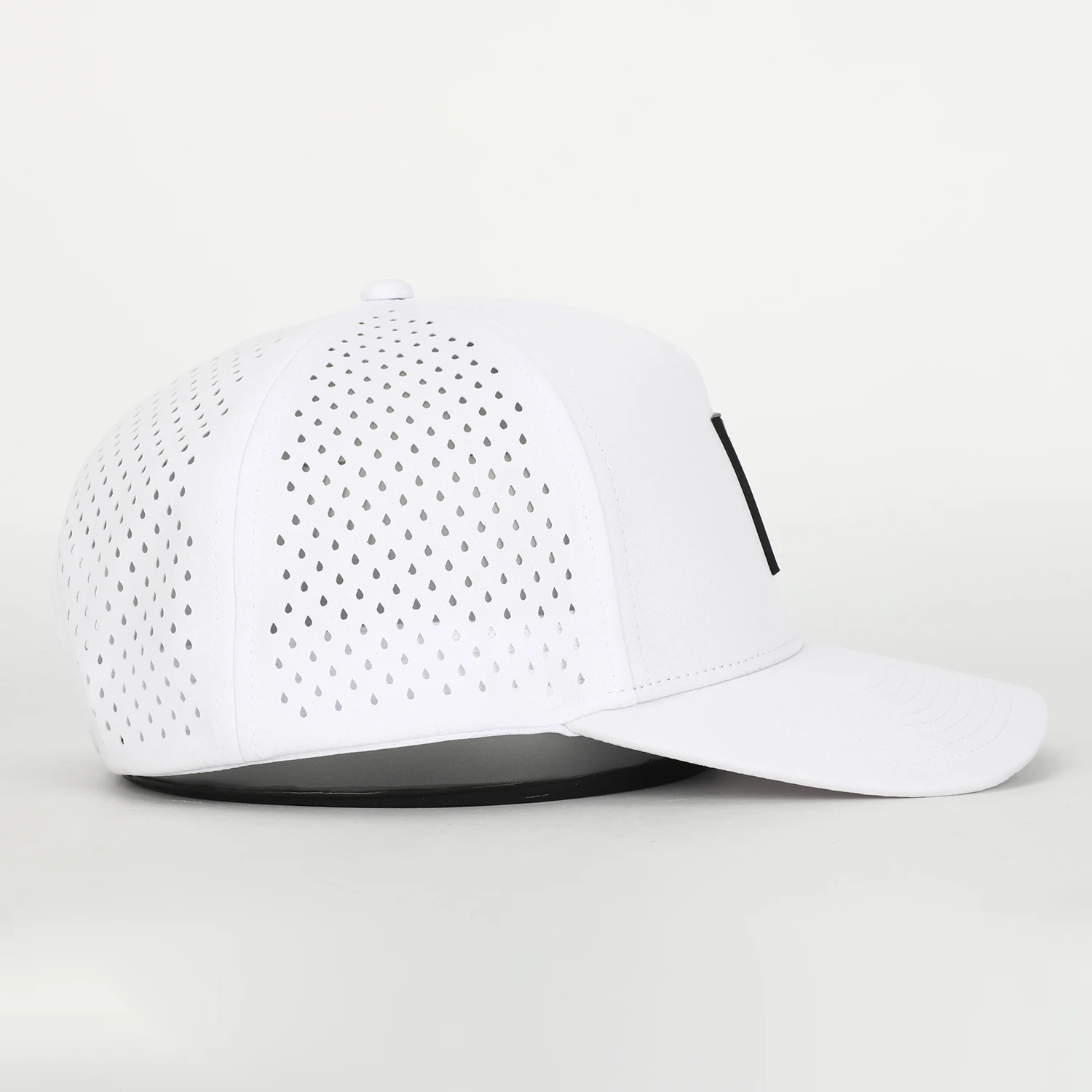 Custom 5 Panel PVC Patch Logo Waterproof Gorras Baseball Cap,White Polyester Spandex Laser Cut Hole Perforated Golf Dad Hat