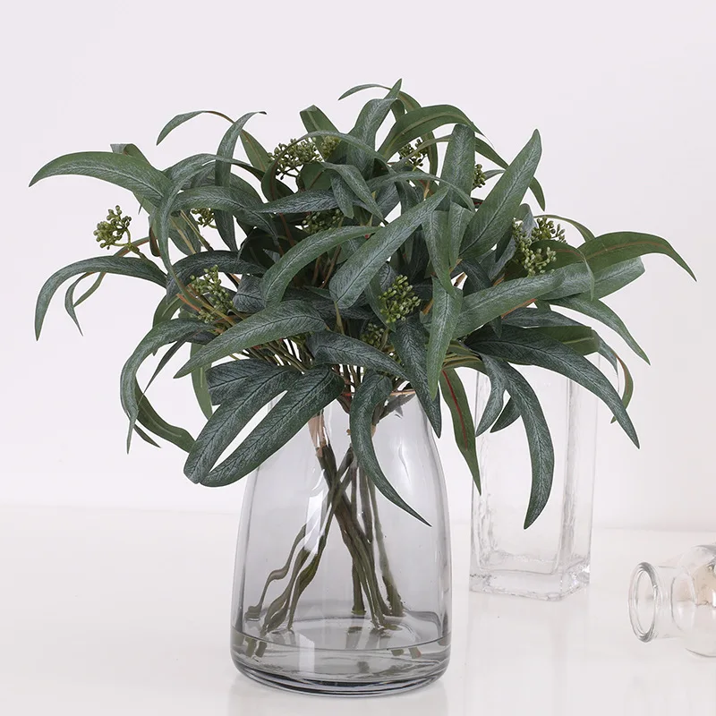 Artificial Flower Plant Greenery Artificial Eucalyptus Leaf Green Short Stem Olive Branches With Fruit For Wedding Decor
