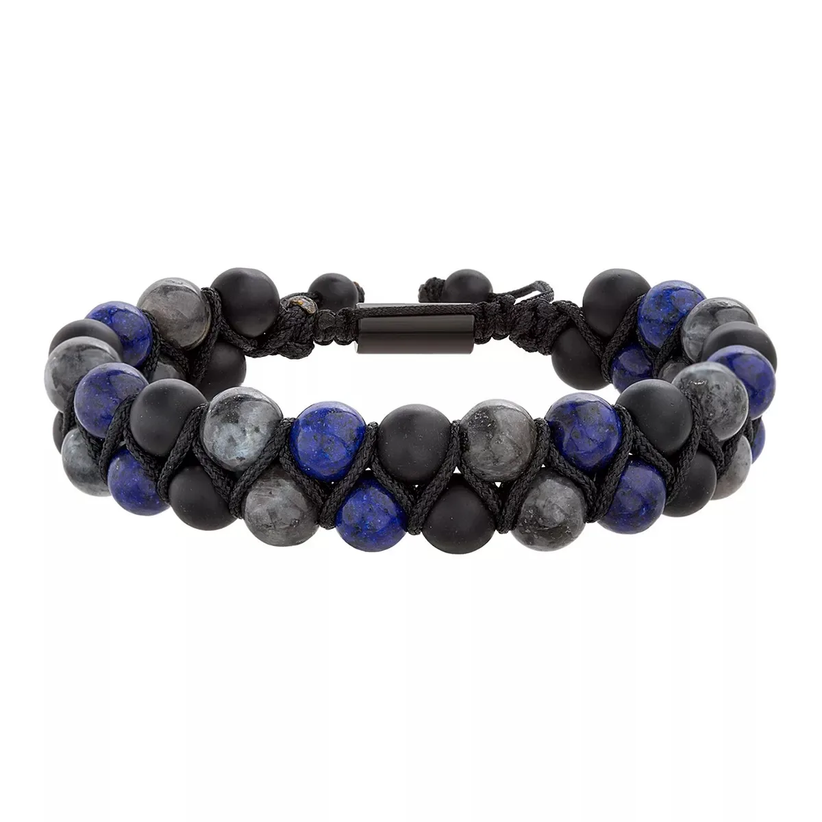 duyizhao black Bead Stones Double Layer Bracelet Black Onyx Strand Bracelet Trendy Woven White Mens Beaded Bracelets