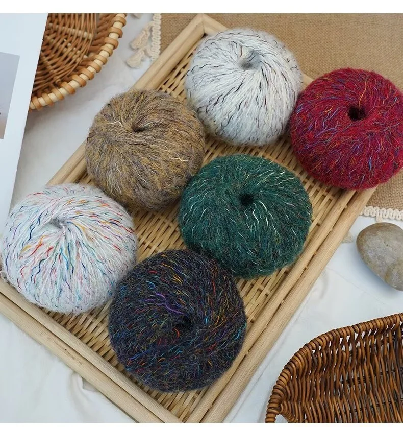 winter yarn 50g mohair wool marl thread for hand knitting