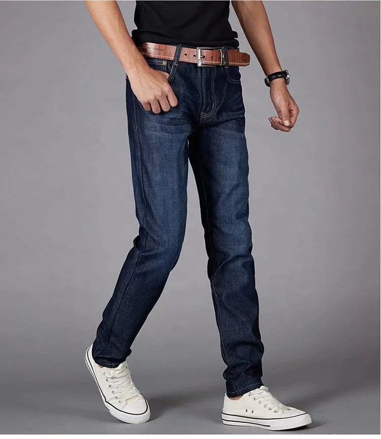 Прямые продажи с фабрики, мужские джинсы в стиле осени и зимы с флисовой подкладкой и толстыми прямыми свободными прямыми трубками, большой размер, теплые, повседневные