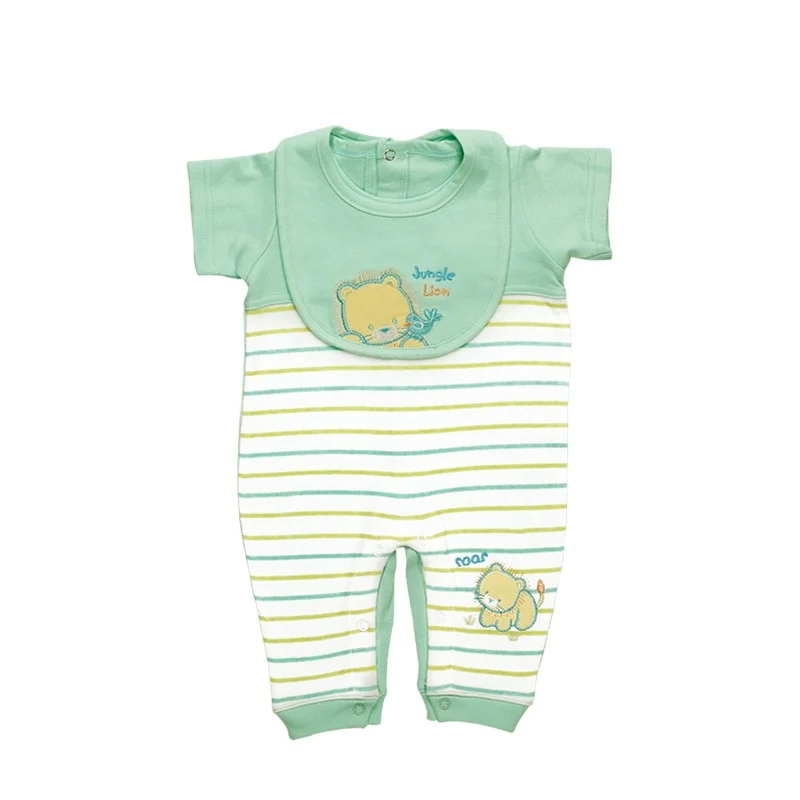
Good Quality Summer Baby Boy Girl Bib Romper Clothes 2pcs Sets Newborn Organic Cotton Babies Clothing 