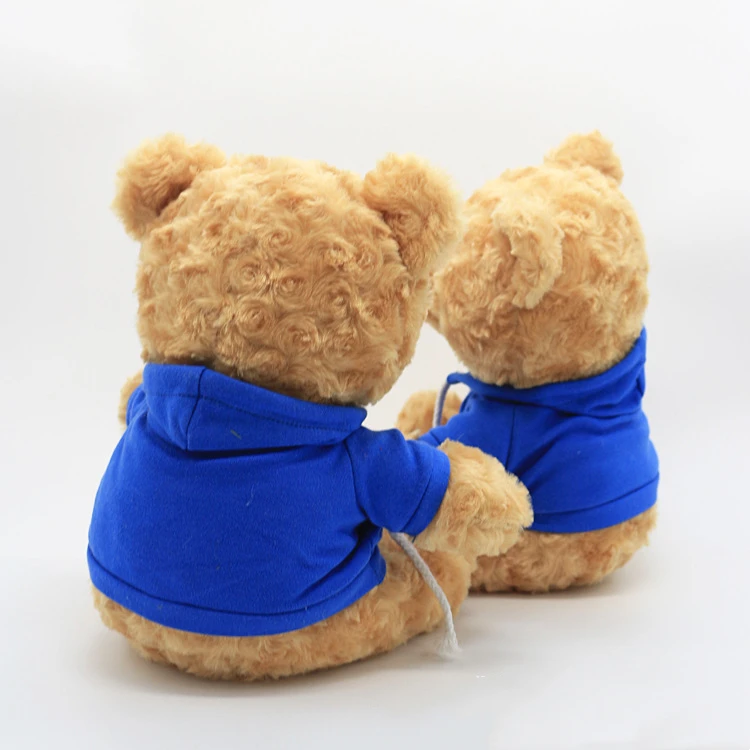 SongshanToys Customised OEM Plush Soft Toy Small Mini Brown Teddy Bear custom logo colorful hoodie t shirt Stuffed Animal Gift