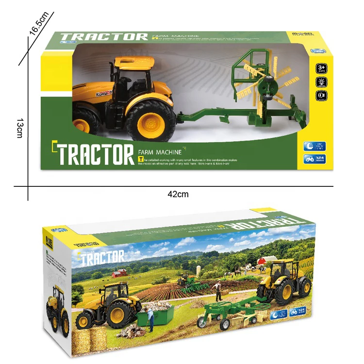 New Design 1/24 Plastic inertial farm animals truck toy friction farmer car toy with light and music for kids
