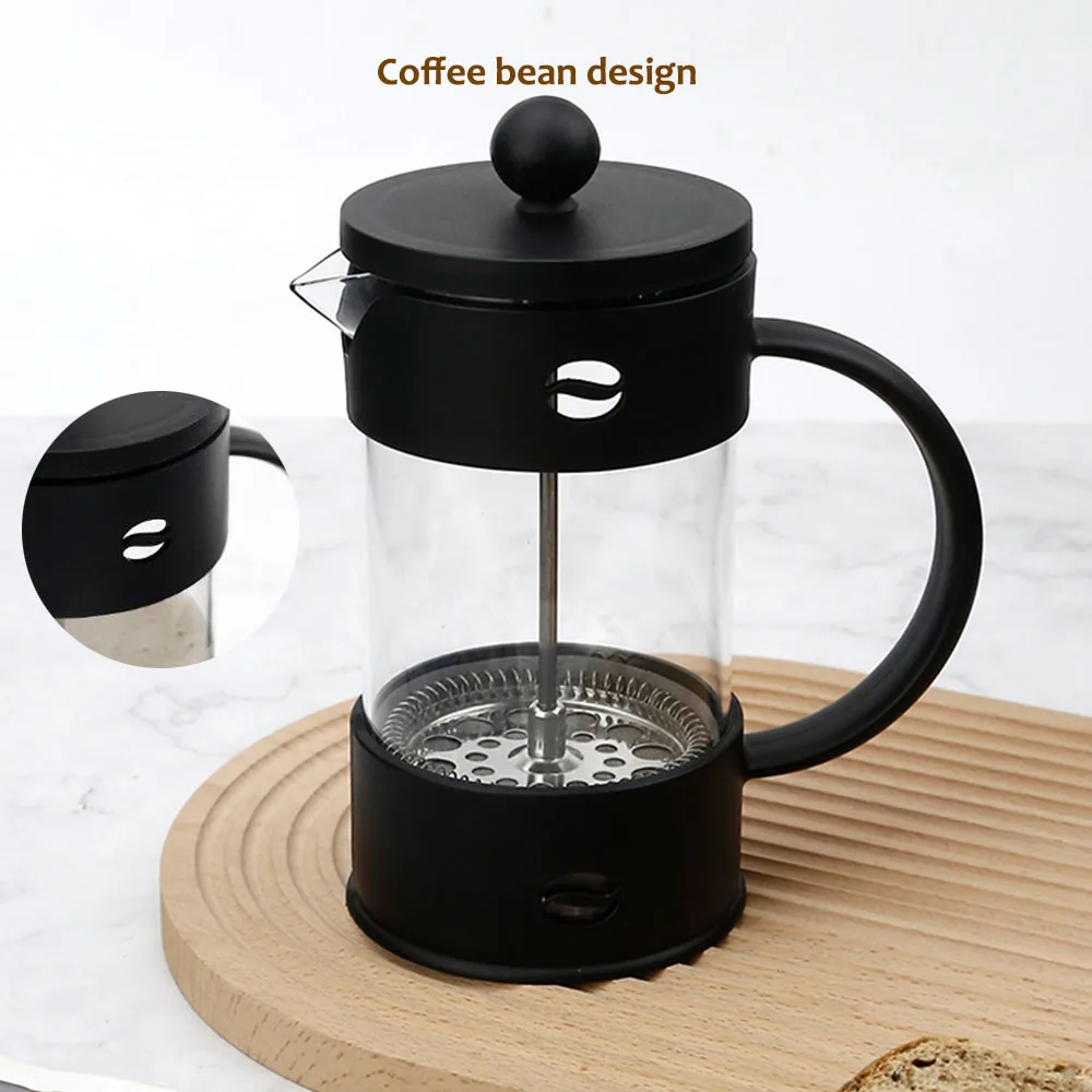 Wholesale French Presss Glass coffee tea press with PP wrapped 304 stainless steel filter