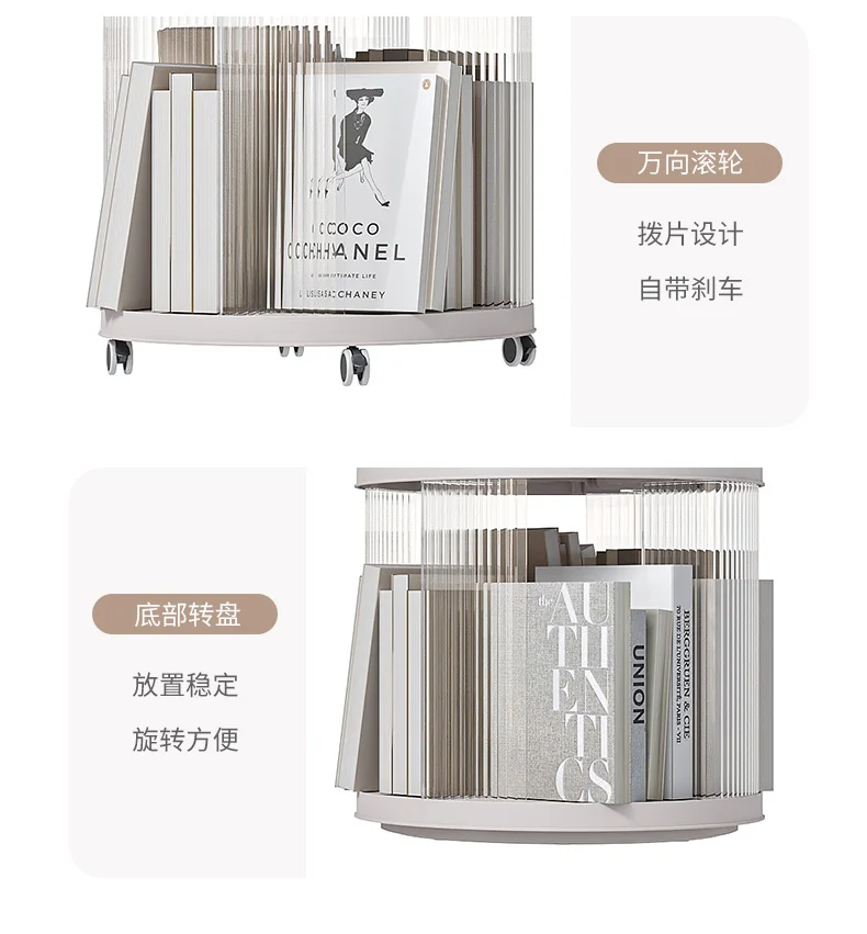 2-5 Shelf Round 360 Degree Rotating Multifunctional Turning Bookcase