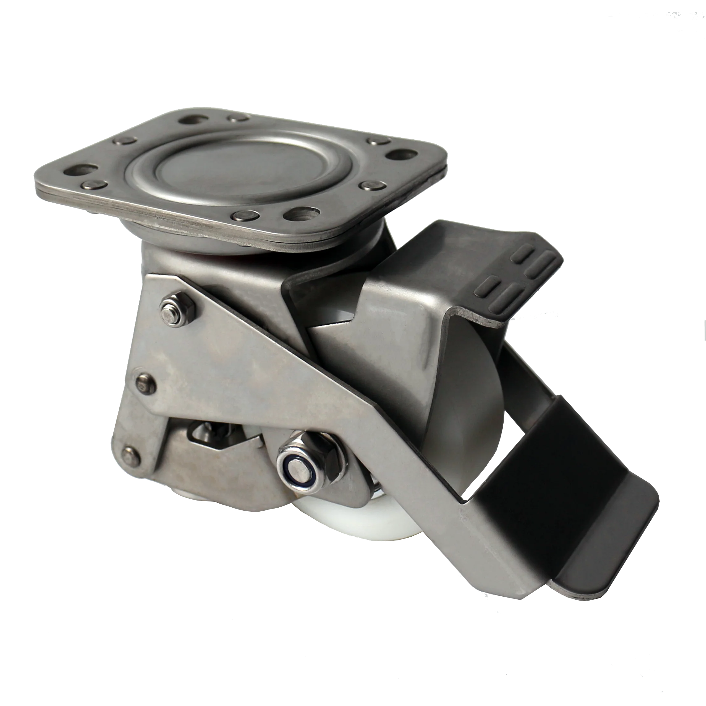 SS foot operated heavy duty retractable caster wheels leveling castor wheels 75mm 80mm option