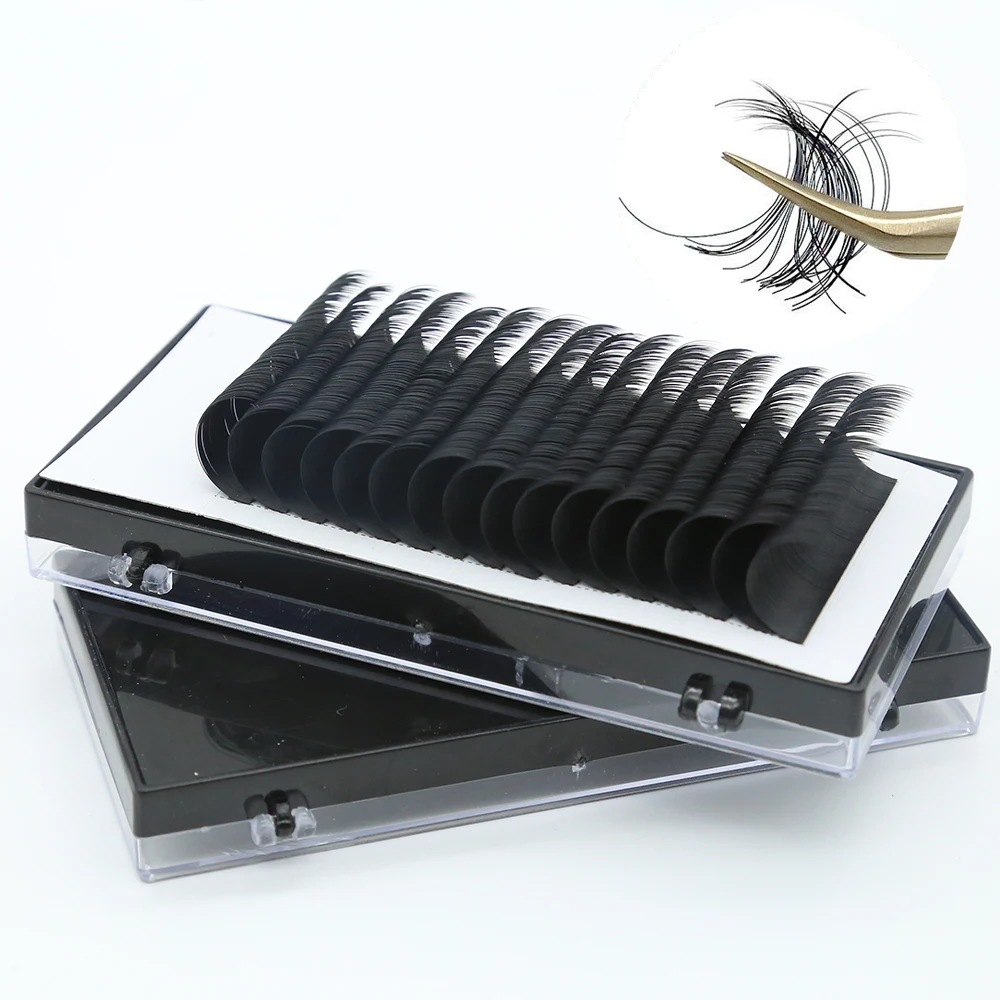 Professional las extension supplies individual eyelash extensions private label matte black volume las extension trays