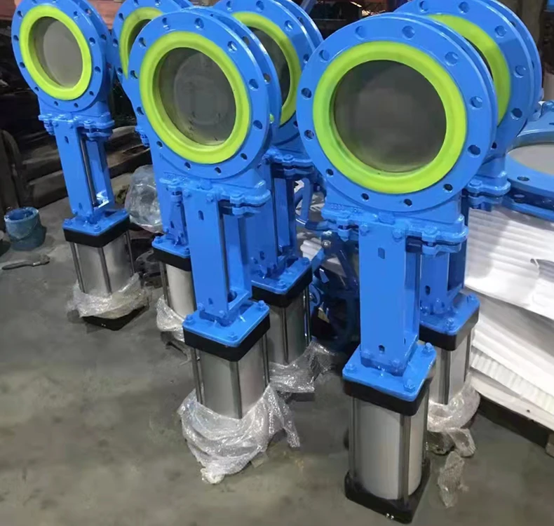 TKFM cast steel insert  slurry sludge knife gate valve with pneumatic actuator