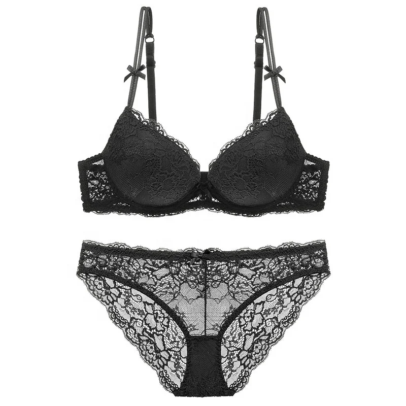 Ladies Bra Set with Adjustable Straps and Bow Sexy Push Up Bra and Panty Set Ladies Underwear