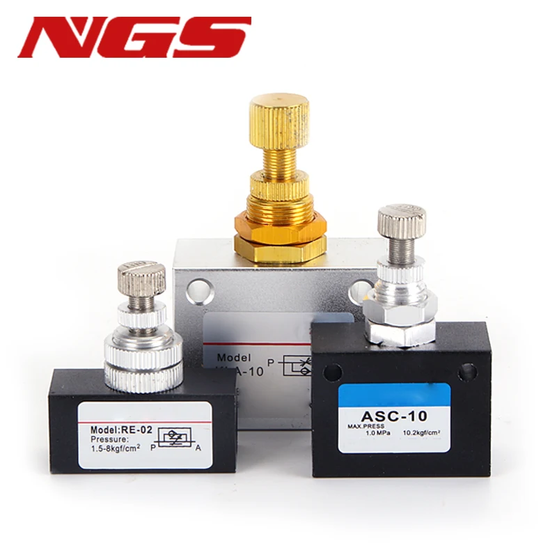 ASC KLA-06/08/10/15/25/32/40/50 RE01 02 03 04 Pneumatic Speed Regulating Valve Flow Control Valve One-way Throttle Valve