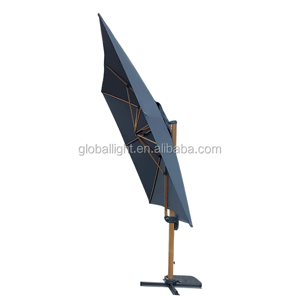 Outdoor Master 3x4M Wooden Coating Aluminium Patio Adjustable Umbrella Roma Umbrella 360 cross  Garden Umbrella